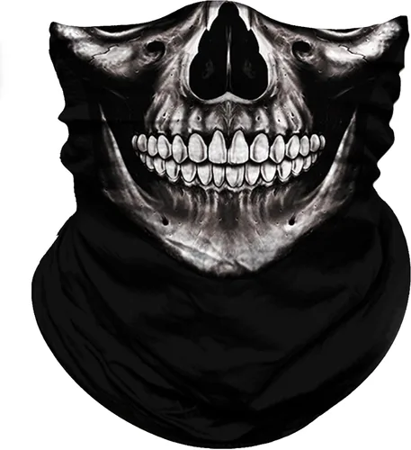 Miniatura 12 de Obacle Bandana máscara facial cuello polaina tubo máscara hombres mujeres para protección solar contra el polvo Bandera de calavera blanca y negra