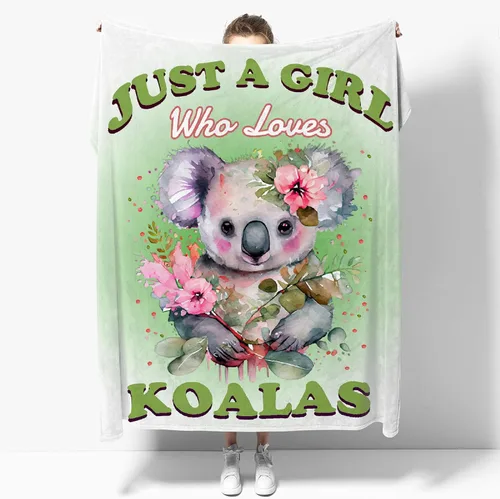 Miniatura 9 de Just A Girl Who Loves Koalas - Mantas personalizadas con nombre anílico, regalo divertido para niñas/niños, para sofá, cama, dormitorio, sala