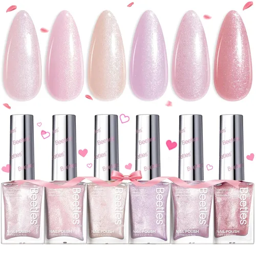 Miniatura 28 de Beetles - Juego de esmaltes de uñas pastel, 6 colores, rosa, azul, amarillo, nude, rosa, morado, juego de esmalte de uñas de secado rápido, secado
