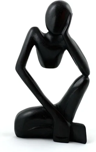 G6 Collection Estatua abstracta de madera de 12 pulgadas hecha a mano para pensar, hombre pensante, arte moderno, decorativo, único, decoración del