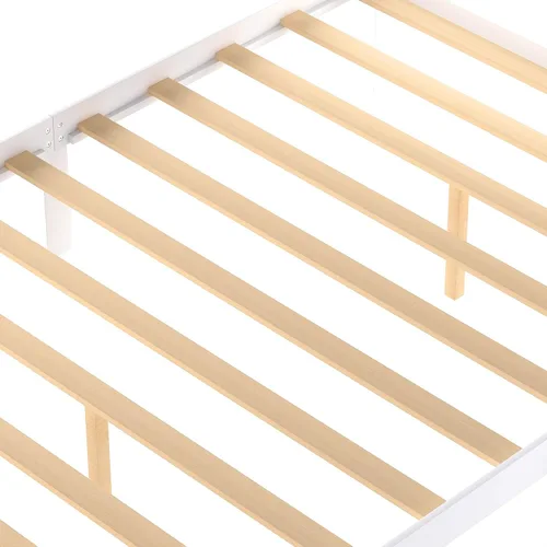 Miniatura 6 de P PURLOVE Base de cama de tamaño matrimonial con cajones de almacenamiento, plataforma de madera con cabecero para niños, color blanco