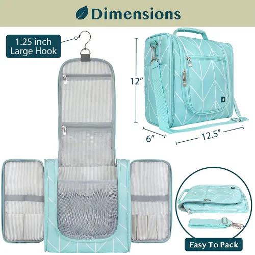 Miniatura 2 de PAVILIA - Bolsa de aseo para viaje para mujeres y hombres, organizador cosmético colgante, bolsa de maquillaje resistente al agua para accesorios