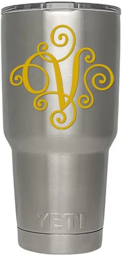 Miniatura 91 de Monogram - Calcomanía troquelada/vinilo adhesivo. Haga clic para opciones de color/letra. Disponible en cuatro colores y todas las letras de la A