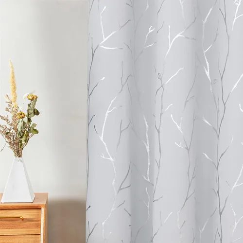 Miniatura 6 de BUHUA - Cortinas opacas blancas, cortinas plateadas, juego de 2 paneles de cortinas con ojales para dormitorio, elegante tratamiento de ventana