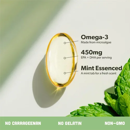 Miniatura 4 de Vegano Omega 3 180 cápsulas blandas y algas Calcio y Vitamina B Complejo Bundle – DHA y EPA a base de plantas, suplemento de calcio de algas rojas