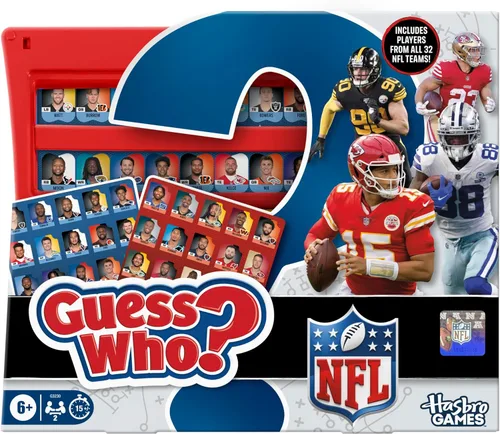 Adivina quién? Juego de mesa edición NFL | Juego de mesa NFL oficialmente licenciado para niños y familias | A partir de 6 años | 2 jugadores | 15