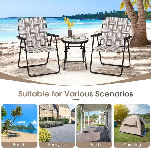 Miniatura 9 de Silla de Playa Giantex para Adultos Pack de 4 - Silla de Camping con Estructura de Acero, Silla Director Plegable Ligera, Silla de Tela para Caqui