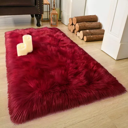 Miniatura 19 de LOCHAS Alfombra mullida ultrasuave, alfombra de pelo sintético de oveja, para el dormitorio, para colocar junto a la cama, para la sala