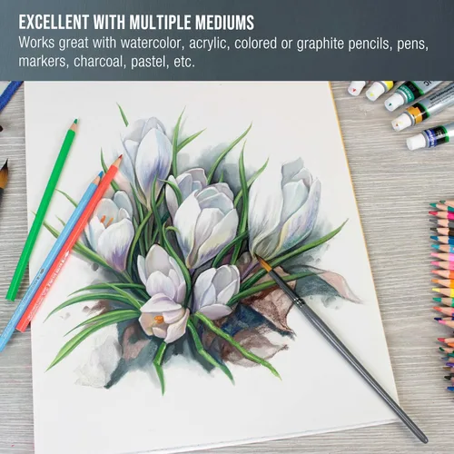Miniatura 4 de U.S. Art Supply Bloc de papel de acuarela pesado de alta calidad de 9 x 12 pulgadas, paquete de 2 (24 hojas cada uno), 90 libras (6.70 oz/m²)