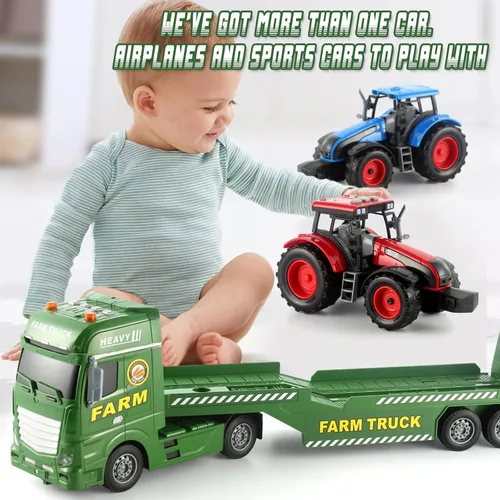 Miniatura 4 de Vehículos de fricción de camión agricultor de 25 pulgadas, 3 en 1, incluye 2 juguetes agrícolas Push & Go para niños pequeños a partir de 3 años