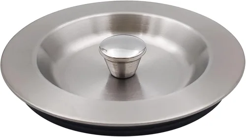 Miniatura 8 de GZILA Tapón para fregadero de cocina, cubierta plana decorativa de acero inoxidable 304, se adapta a colador estándar de 3.5 pulgadas, níquel