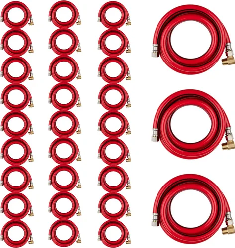 Miniatura 23 de Paquete de 1 manguera Foskan de acero inoxidable para lavavajillas de 4 pies con compilación de 3/8 pulgadas x 3/8 pulgadas MIP 90° codo, conector