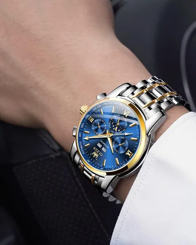 Miniatura 5 de OLEVS Relojes automáticos para hombre diseño de esqueleto Tourbillon cuerda automática reloj de pulsera de lujo fase lunar fecha impermeable