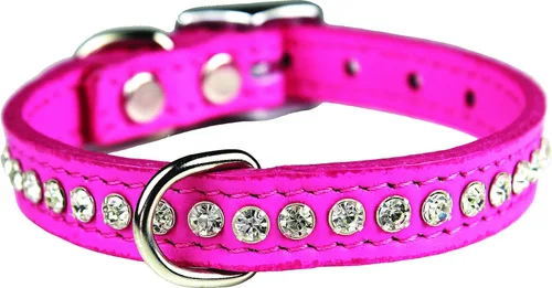Miniatura 68 de Collar de perro de cuero y cristales de OmniPet Signature, cuero de grano de violeta africana de avestruz, se ajusta a un tamaño de cuello de 6"-8