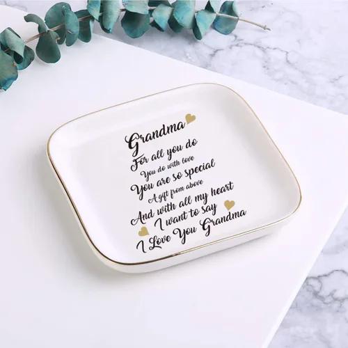 Miniatura 2 de Scwhousi Bandeja de cerámica para anillos, de joyería, para buenos amigos, mamá, abuela, tía, hermana