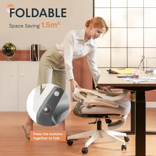 Miniatura 4 de FLEXISPOT Foldex - Silla de oficina ergonómica, silla plegable para espacios pequeños con soporte lumbar, reposabrazos abatibles, reposacabezas 3D