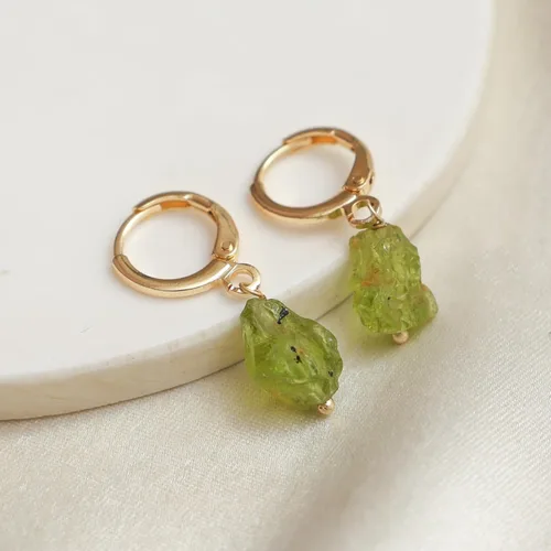 Miniatura 59 de Gempires Handmade Gemstone Hoop Earrings Raw Crystal Dangle Jewelry Hypoallergenic Gold Plated Lightweight Elegant Jewelry Gifts For Women
