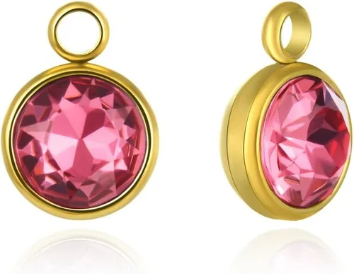 Miniatura 11 de Adabele Colgante de acero inoxidable chapado en oro amarillo de 18 quilates con piedra natal redonda de grado A de 0.236 in y 0.394 in, no se