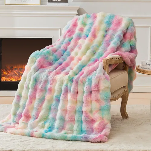 Miniatura 12 de EMME Manta de Forro Polar Sherpa Suave Reversible de Felpa Esponjosa Grande, Manta Bohemia Decorativa Cálida y Ligera para Sofá, Sillón, Dormitorio