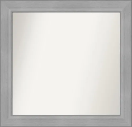 Miniatura 318 de Amanti Art Espejo de baño plateado para sobre el fregadero, 24 x 24 pulgadas, espejo cuadrado de peltre forjado a medida, marco de madera casual