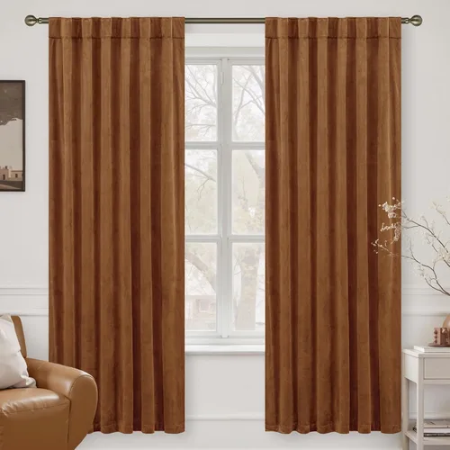 Miniatura 45 de LAMIT - Paneles de terciopelo beige para sala de estar de 72 pulgadas de largo, elegantes cortinas aisladas térmicamente e insonorizadas