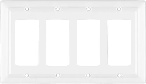 Monarch Abode Placa de cubierta de interruptor de luz basculante – 4 placas de pared blancas decorativas arquitectónicas para tomacorrientes, placas
