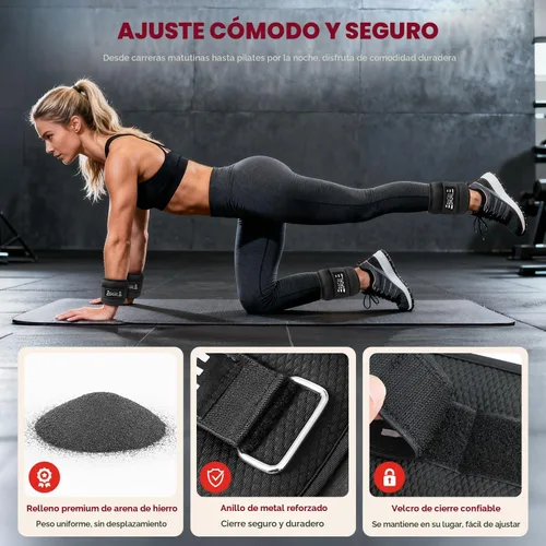Miniatura 2 de BAGAIL Pesas de tobillo para mujeres y hombres, un par de pesas de 1/2/4/6/8/10 libras con diseño elegante y ajuste seguro para caminar, correr
