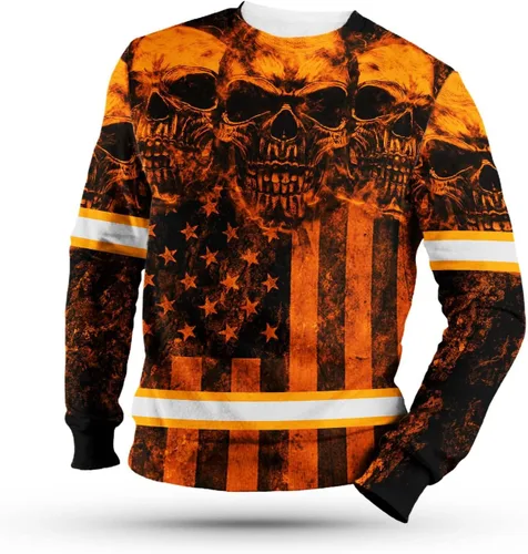 Miniatura 7 de Camiseta de alta visibilidad con bandera de EE. UU., con nombre personalizado, ropa de trabajo de seguridad reflectante, caminantes Calavera