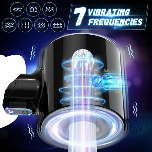 Miniatura 3 de Masturbadores masculinos de empuje automático, masturbadores masculinos de bolsillo con 7 modos de empuje y vibración para hombre, máquina sexual