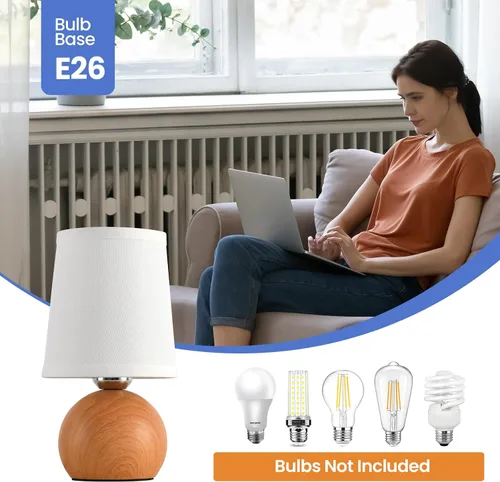 Miniatura 7 de Lámpara de mesa moderna de cabecera, lámpara de cabecera pequeña, lámpara de mesita de noche para dormitorio con pantalla de tela y acabado