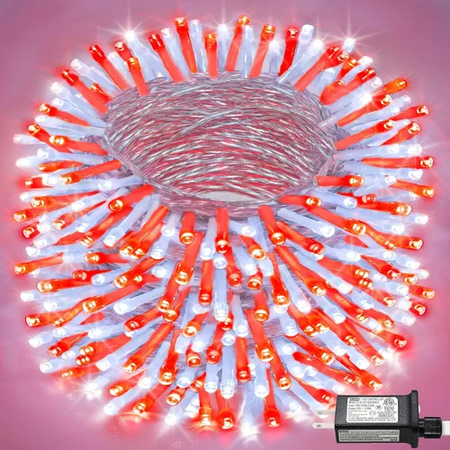 Miniatura 18 de Tira de 200 luces LED de 66 pies para exteriores, luces de Navidad conectables para interiores, cable transparente, impermeable, 8 modos de luces