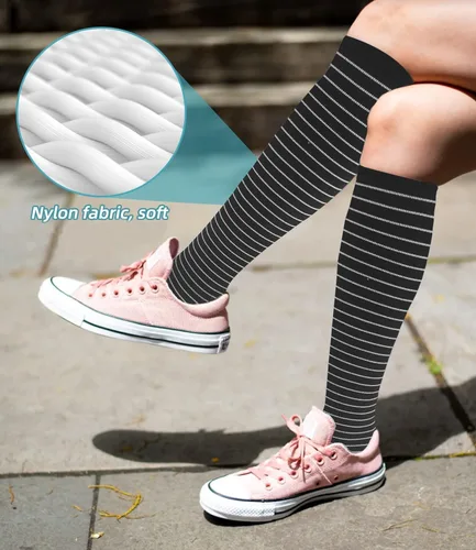 Miniatura 4 de Calcetines de compresión de 20-30 mmHg para mujeres y hombres, apoyan la circulación graduada para correr, viajar, atletismo (paquete de 4)