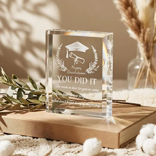 Miniatura 5 de YWHL Regalos de graduación para él o ella, regalos inspiradores para graduados de la clase de 2025, recuerdo de graduación de cristal grabado