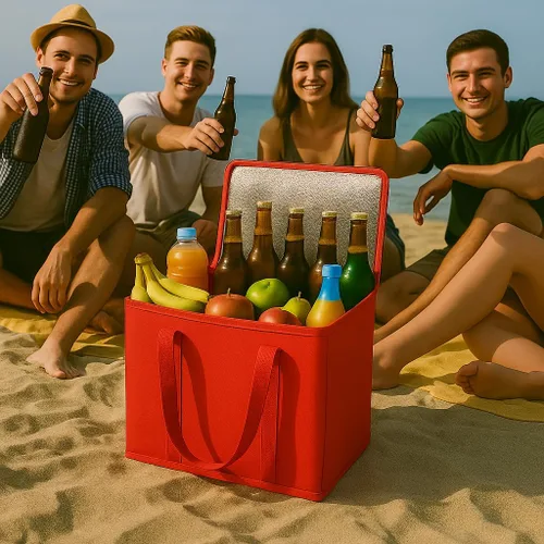 Miniatura 3 de musbus - Paquete de 2 bolsas de compra aislantes XL, rojas, reutilizables, de alta resistencia, con cierre, plegables, para compras, para coche