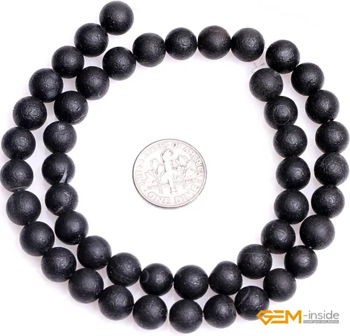 Miniatura 4 de GEM-Inside - Cuentas sueltas de ágata espaciadora de escarcha negra, cuentas sueltas de energía natural para hacer joyas, 0.315 pulgadas, redondas