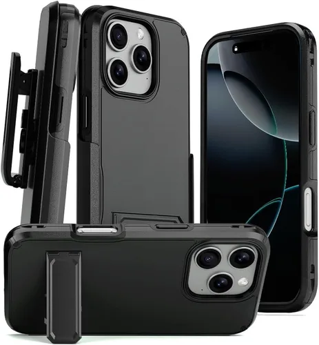 Miniatura 22 de MOTIVE Funda para iPhone 15 con clip para cinturón, magnética compatible con MagSafe, combo de funda de carcasa a prueba de golpes, funda para Negro