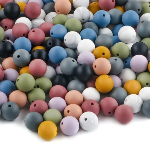Sunrony 150 piezas de abalorios de silicona para hacer llaveros, decoración de pulseras y abalorios de silicona de 15 mm para bolígrafos (Colores