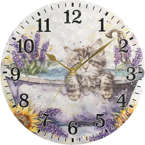 Miniatura 71 de JUNZAN Reloj de bañera con vino romántico espumoso y velas, reloj de pared silencioso de 10 pulgadas, pequeño reloj redondo, decoración de cocina