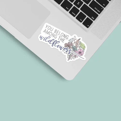 Miniatura 2 de Calcomanía de flores silvestres con texto en inglés "You Belong Among the Wildflowers", bonitas calcomanías de flores para hidromatraz, calcomanía