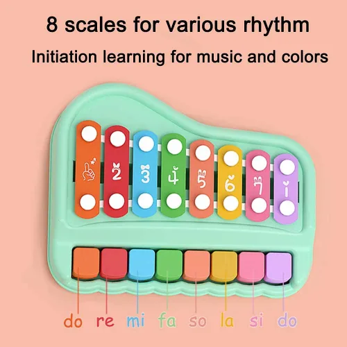 Miniatura 3 de 2 en 1 Piano de Bebé y Xilófono para Niños de 1 a 3 Años, Teclado de 8 Teclas Multicolor, Piano de Xilófono para Bebé, Juguetes Educativos Musicales