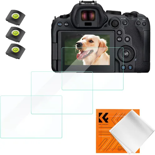 K&F CONCEPT 3 protectores de pantalla compatibles con cámara Canon EOS R6 II/R6/R7 y cubierta de zapata caliente, protector de pantalla de vidrio