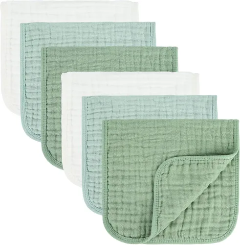 Miniatura 12 de MIGIOL Paño para eructos de bebé 100% algodón, paño para eructos de muselina de algodón para recién nacidos 10 x 20 pulgadas (azul y verde, 5 piezas)