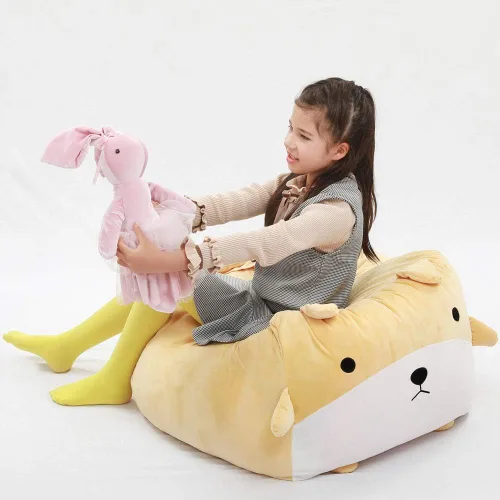 Miniatura 3 de Funda para puf de almacenamiento de animales de peluche para niños, lindo puf para niñas, tamaño grande, organizador de juguetes, solo sin relleno