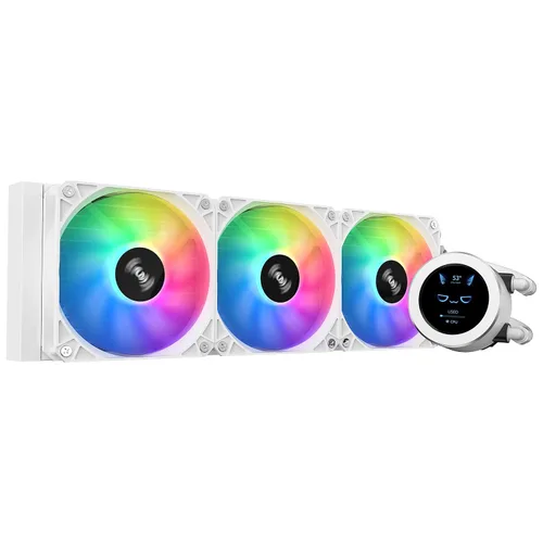 Miniatura 12 de SAMA SM360 Negro Enfriador de Líquido Ajustable con Pantalla LCD, Ventilador Silencioso ARGB PWM Dirigido de 3 x 120 mm, Radiador AIO de 360 mm