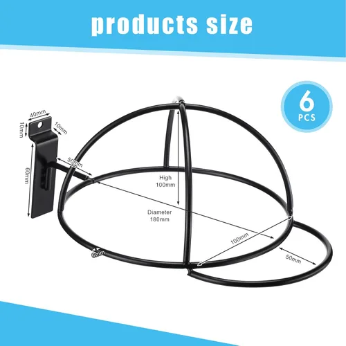 Miniatura 3 de Kigley 6 piezas de sombrero de alambre para gorras de béisbol, accesorios de metal negro, estantes minoristas para puerta de mercancía, armario