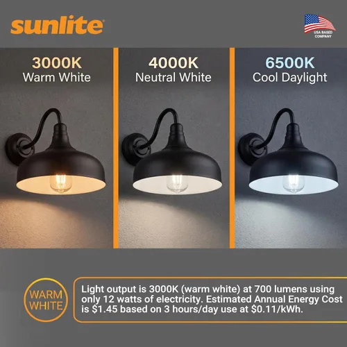 Miniatura 7 de Sunlite 81315-SU - Lámpara LED de cuello de cisne rústica, 30 vatios, 120 voltios, regulable, 700 lúmenes, vida útil de 50,000 horas, exterior
