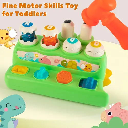 Miniatura 7 de Juguete interactivo de causa y efecto para niños pequeños de 1 a 2 a 3 años, juguetes Montessori Pop Up con botones y martillo, juguete sensorial