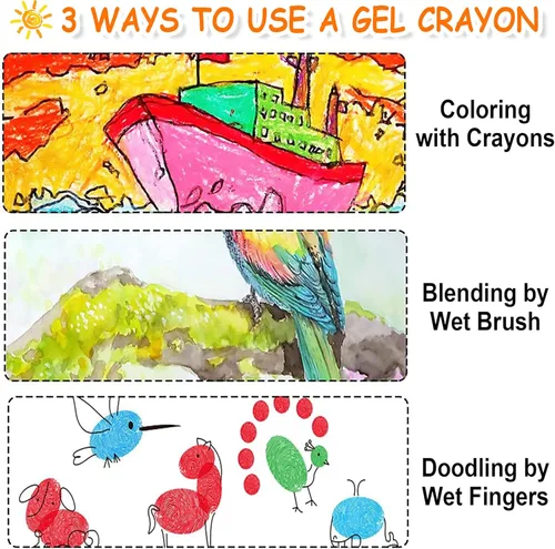 Miniatura 5 de Shuttle Art 24 colores de crayones de gel para niños pequeños, juego de crayones no tóxicos para niños y niñas, efecto crayón-pastel-acuarela, ideal