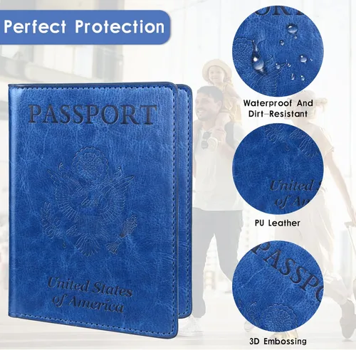 Miniatura 4 de Alsa Combo de portatarjetas de pasaporte y vacunación, funda con ranura para tarjeta de vacunación CDC, protector organizador de documentos de viaje