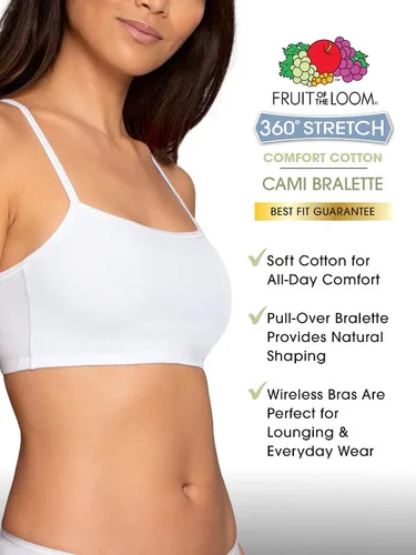 Miniatura 3 de Fruit of the Loom Women's Spaghetti Strap Cotton Pullover Sports Bra Value Pack